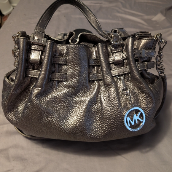 Michael Kors Silver Leather Edie Handbag - Picture 1 of 6